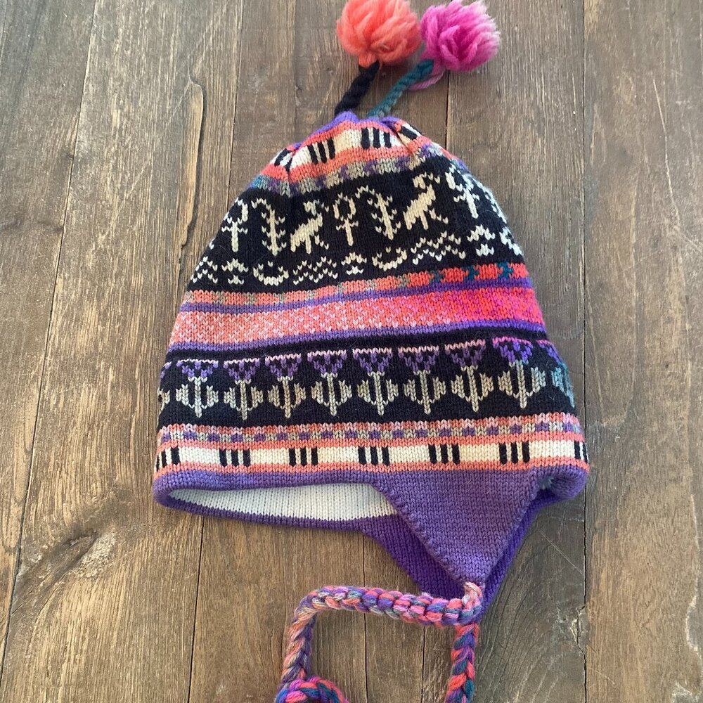 Mountain Ladies & Ewe Stowe Vermont 100% Wool Beanie Hat Tassel Knit One Size OS